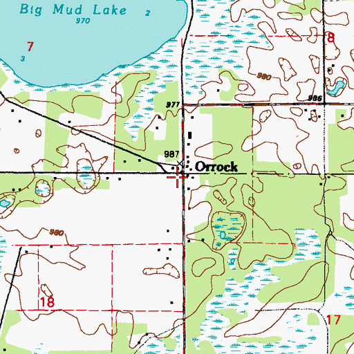 Topographic Map of Orrock Post Office (historical), MN