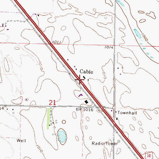 Topographic Map of Cable Post Office (historical), MN