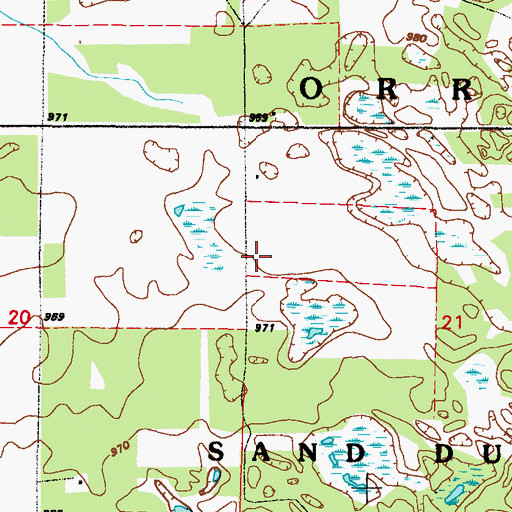 Topographic Map of Sand Dunes State Forest, MN