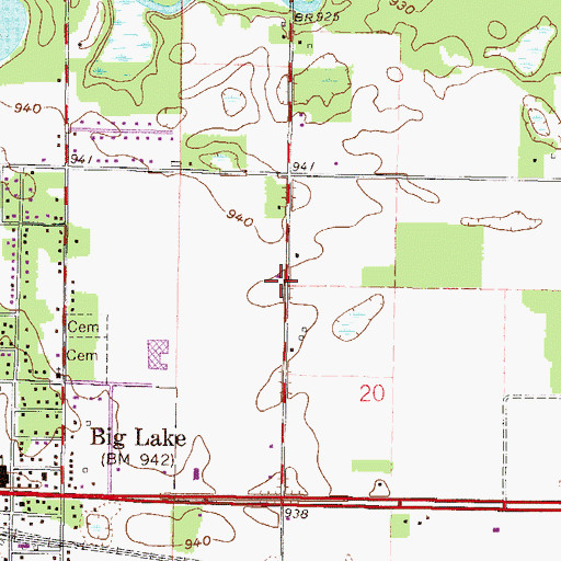 Topographic Map of Hope Lutheran Church, MN