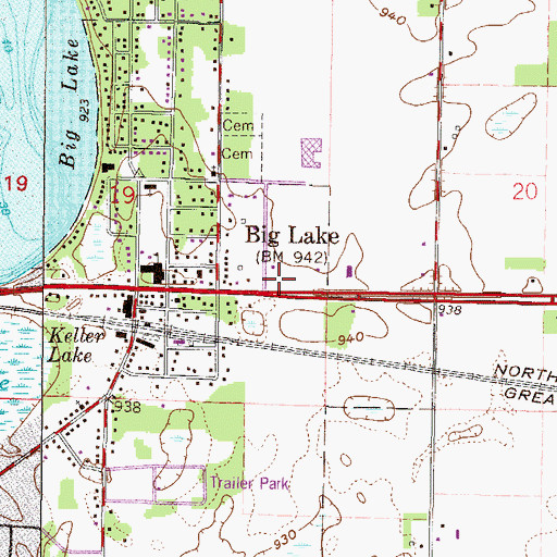 Topographic Map of Lake Shopping Center, MN