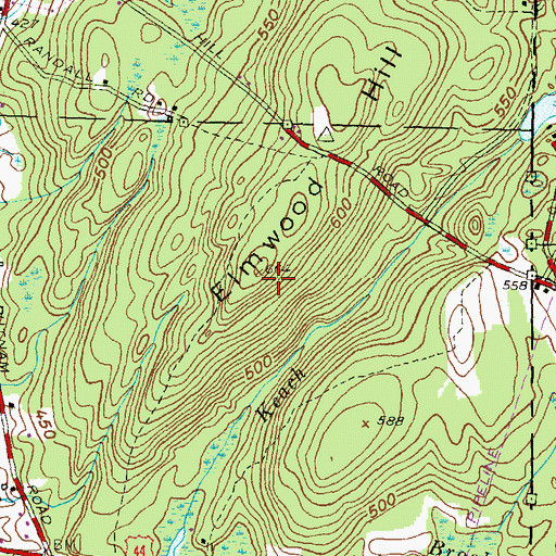 Topographic Map of Elmwood Hill, CT