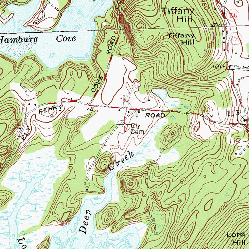 Topographic Map of Ely Cemetery, CT