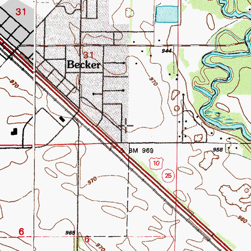 Topographic Map of Becker Volunteer Fire Department, MN