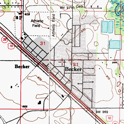 Topographic Map of Becker City Hall, MN