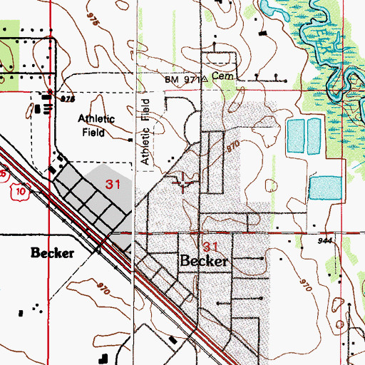 Topographic Map of Becker Police Department, MN