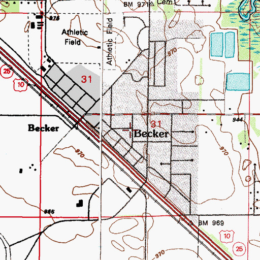 Topographic Map of Becker Lutheran Church, MN