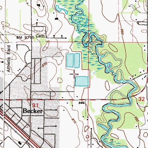 Topographic Map of Becker Evangelical Free Church, MN