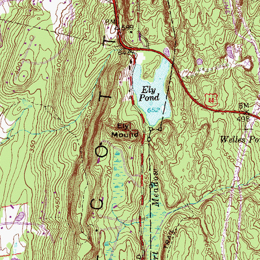 Topographic Map of Ely Mound, CT