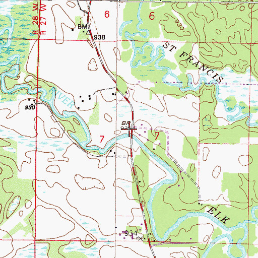 Topographic Map of Shady River Campgrounds, MN
