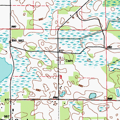 Topographic Map of Two Stone Cemetery, MN