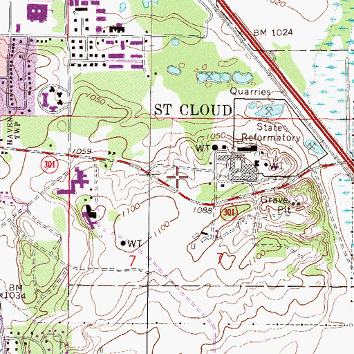 Topographic Map of Minnesota Reformatory Cemetery, MN