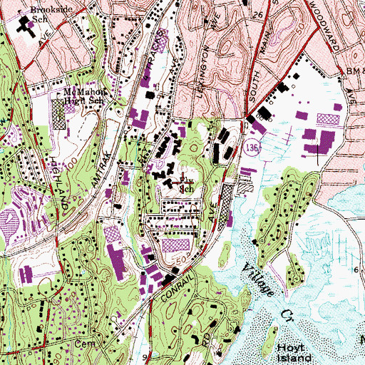 Topographic Map of Nathaniel Ely Elementary School, CT