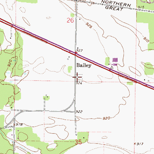 Topographic Map of Bailey Station Cemetery, MN
