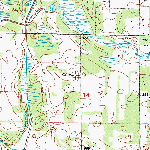 Topographic Map of Snake River Cemetery, MN
