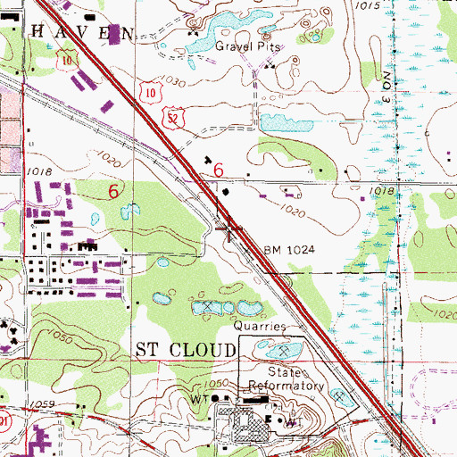 Topographic Map of Saint Cloud Historical Marker, MN