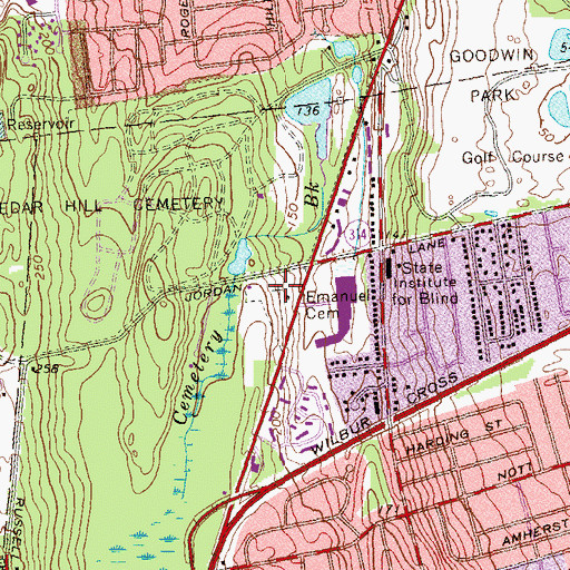 Topographic Map of Emanuel Cemetery, CT