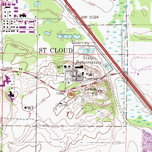 Topographic Map of Minnesota Correctional Facility - Saint Cloud, MN