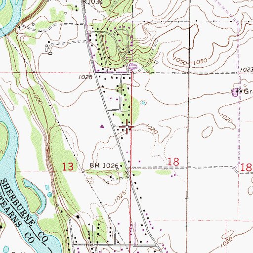 Topographic Map of Faith Lutheran Church, MN