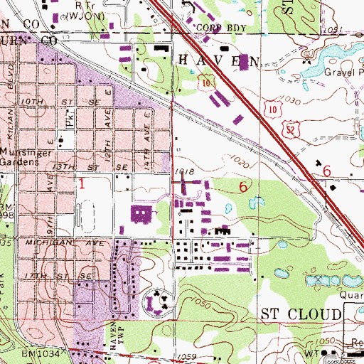 Topographic Map of East Village Shopping Center, MN