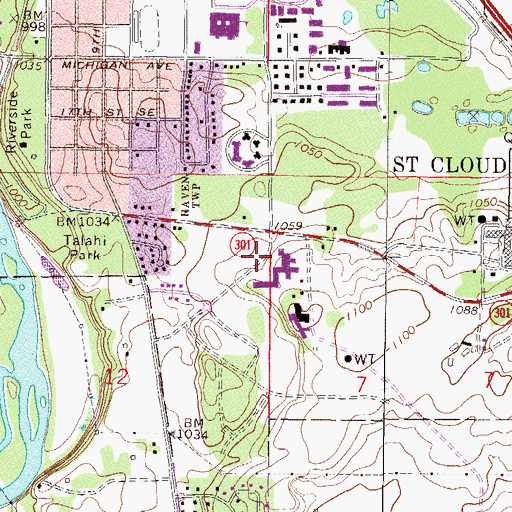 Topographic Map of Benet Place, MN