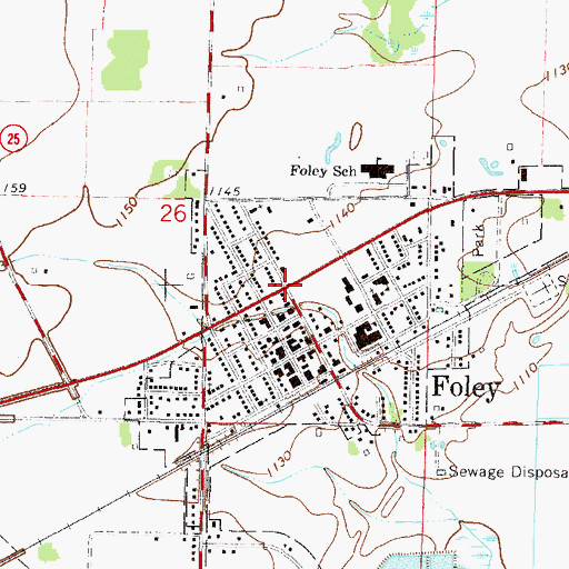 Topographic Map of Foley Medical Center, MN