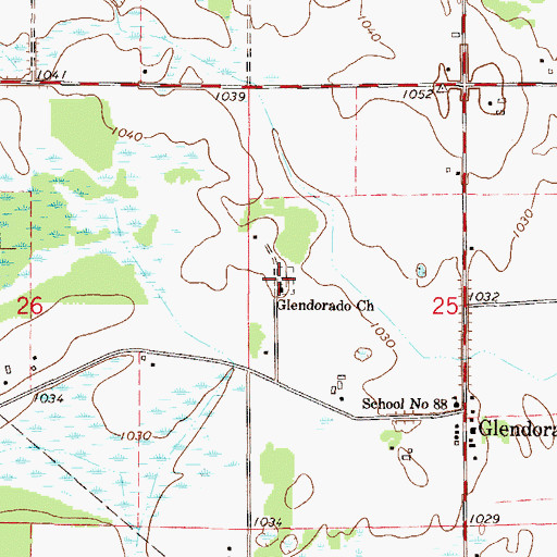 Topographic Map of Glendorado Lutheran Church Cemetery, MN