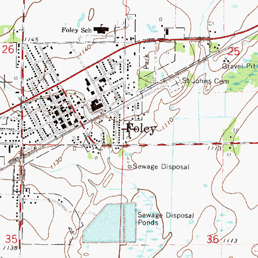 Topographic Map of Foley Mobile Home Park South, MN