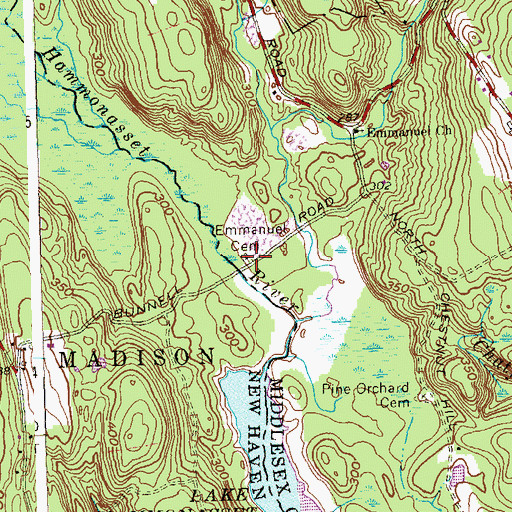 Topographic Map of Emmanuel Church Cemetery, CT
