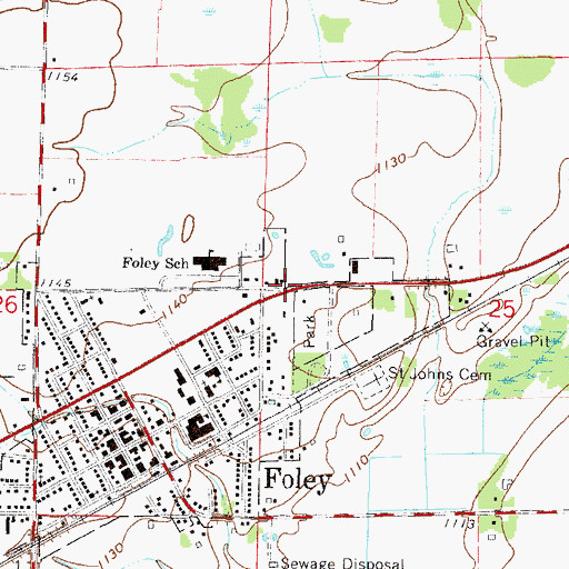Topographic Map of Foley Mobile Home Park, MN