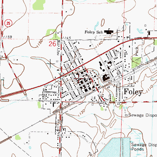 Topographic Map of Foley Police Department, MN