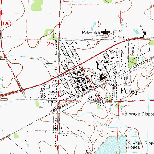 Topographic Map of Foley City Hall, MN