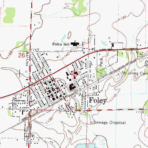 Topographic Map of Saint Johns School, MN