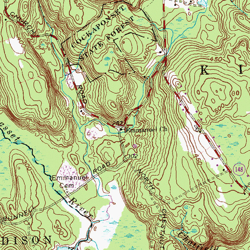 Topographic Map of Emmanuel Church, CT