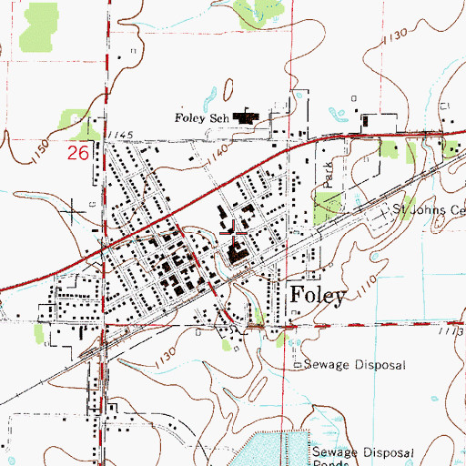 Topographic Map of Benton County Courthouse, MN