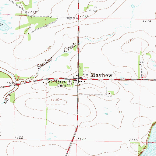 Topographic Map of Mayhew Post Office (historical), MN