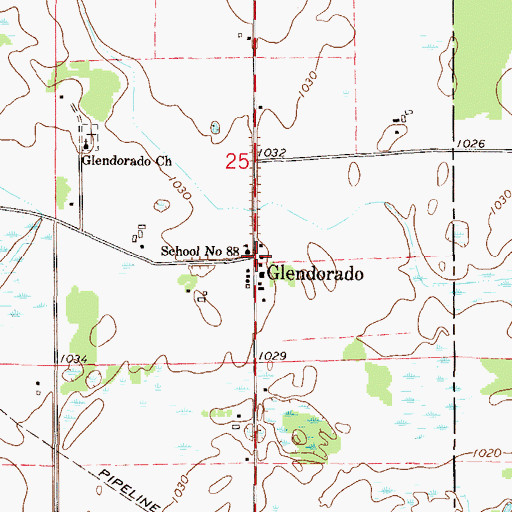 Topographic Map of Glendorado Post Office (historical), MN