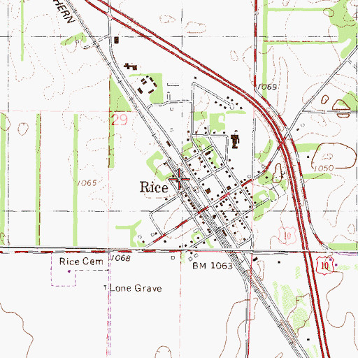 Topographic Map of Rice, MN