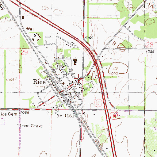 Topographic Map of Rice City Hall, MN