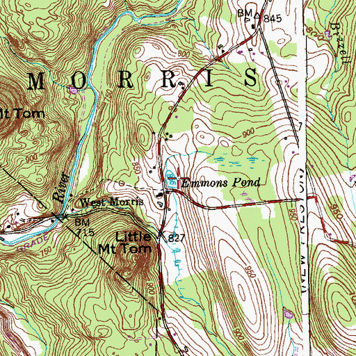 Topographic Map of Emmons Pond, CT