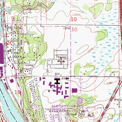Topographic Map of Evergreen Village, MN