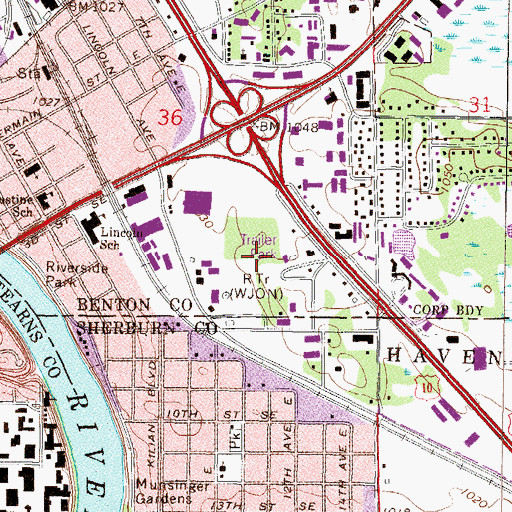 Topographic Map of Sherwood Manor, MN