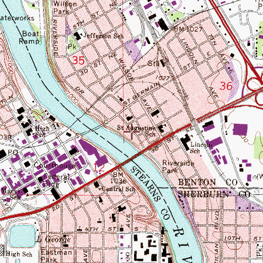 Topographic Map of Unity of Saint Cloud Church, MN