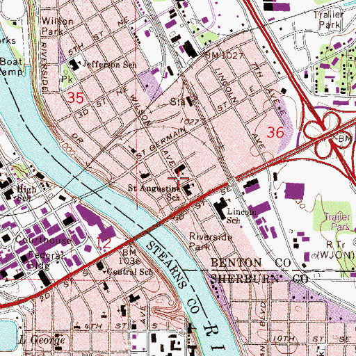 Topographic Map of Saint Augustine Church, MN