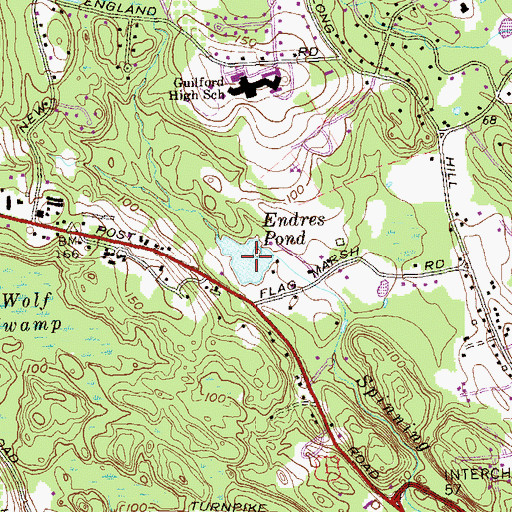 Topographic Map of Enders Pond, CT