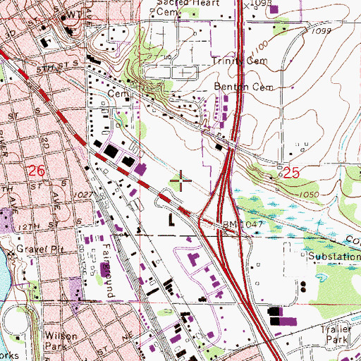 Topographic Map of Blue Skies Mobile Park, MN