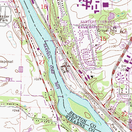 Topographic Map of Fischers Garden Mobile Park, MN