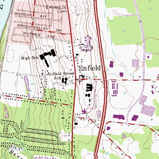 Topographic Map of Enfield, CT