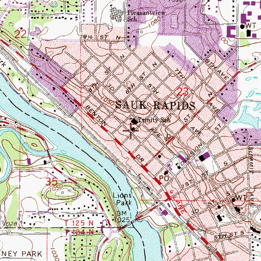 Topographic Map of Trinity Lutheran Church, MN