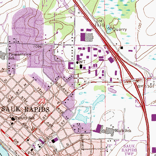 Topographic Map of Sauk Rapids Police Department, MN